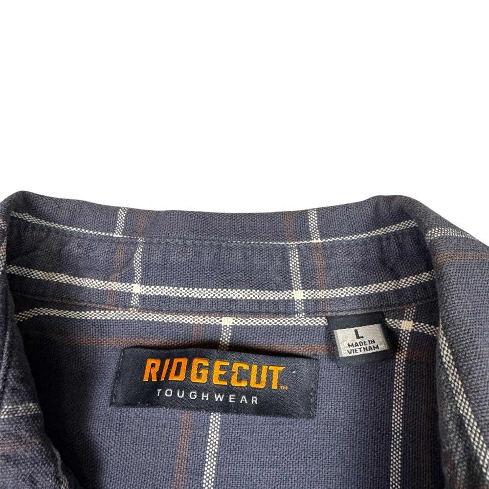 Ridgecut Toughwear Shirt Men Large Canvas Windowpane Elbow Pads Workwear Utility - Picture 3 of 6
